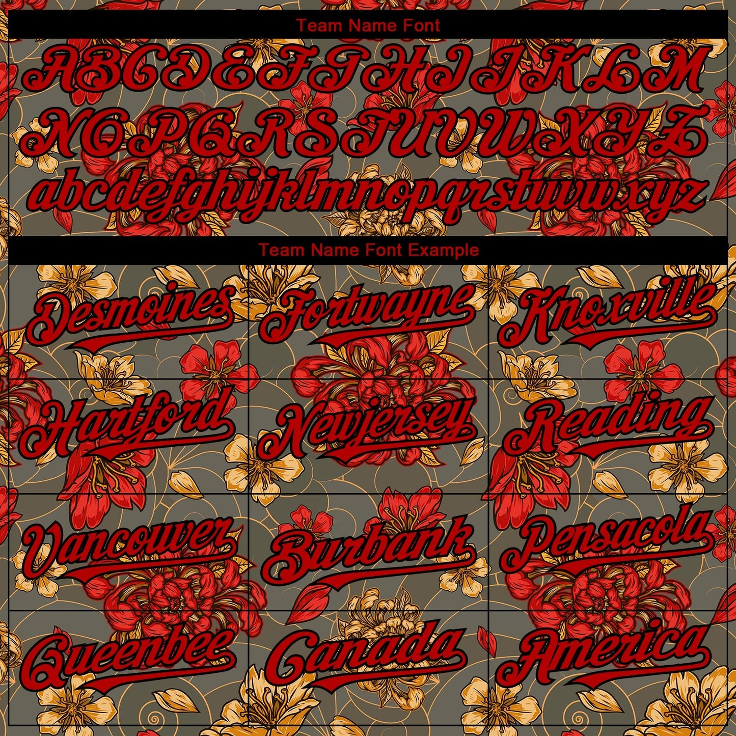 Custom Olive Red-Black 3D Pattern Design Northeast China Big Flower Authentic Baseball Jersey baseball jersey product view 4