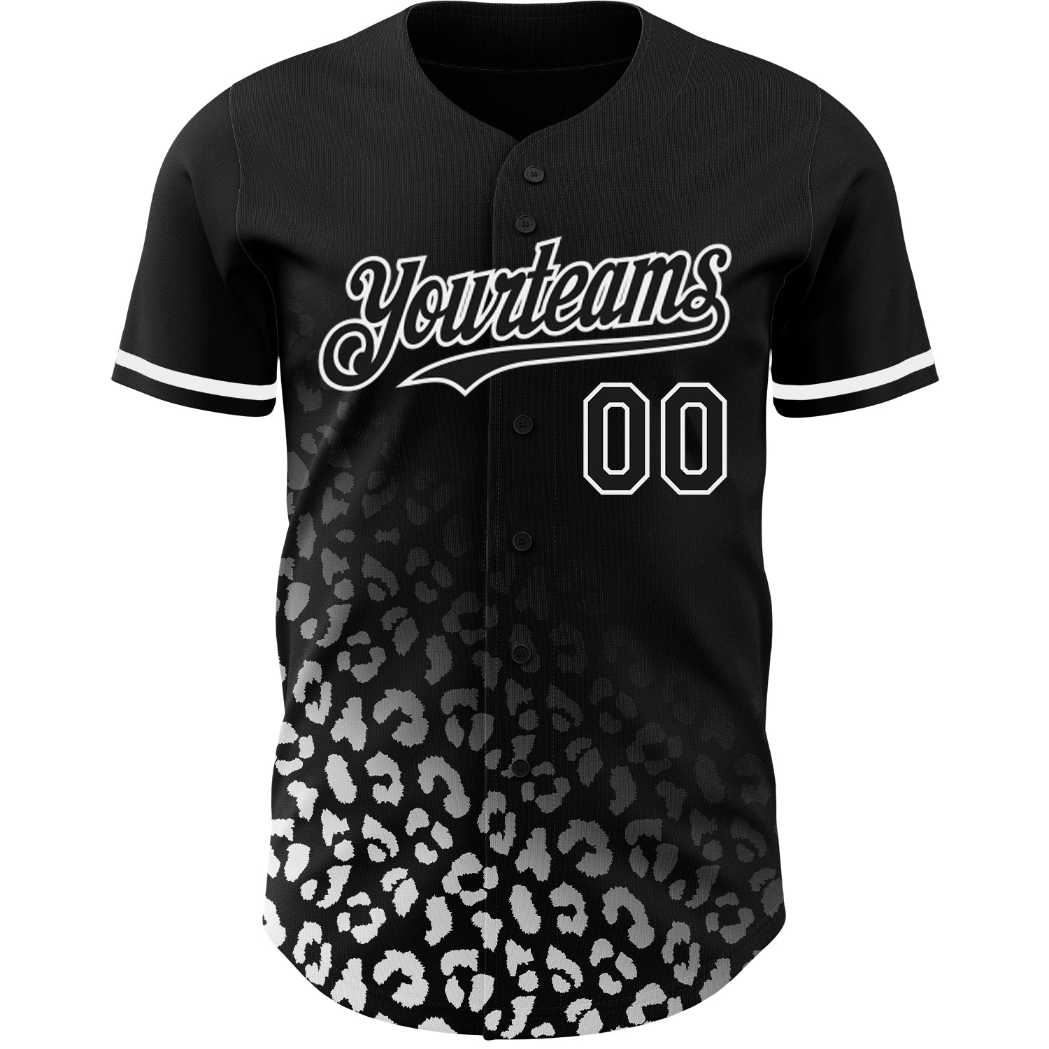 Custom Black White 3D Pattern Design Leopard Print Fade Fashion Authentic Baseball Jersey baseball jersey product view 2