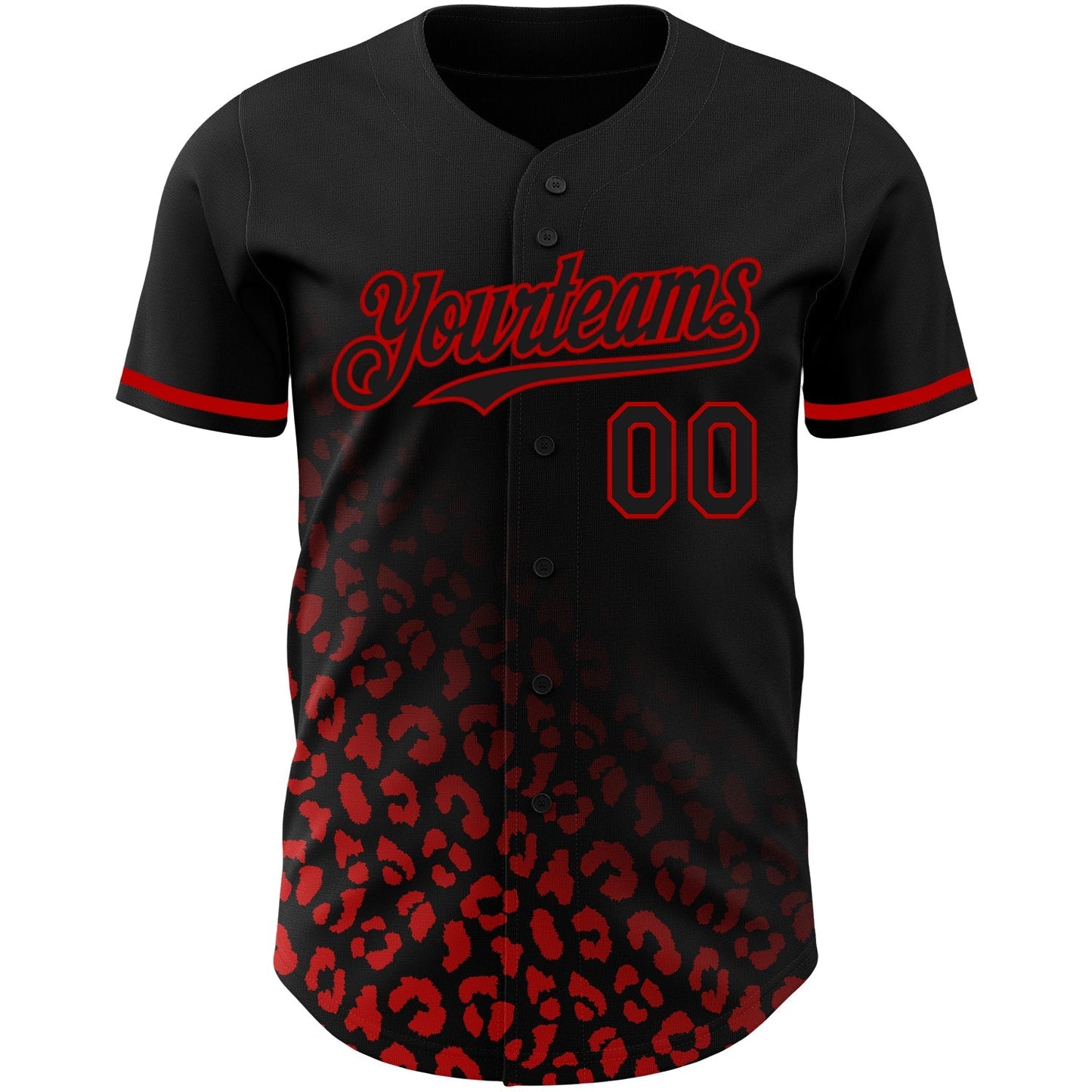Custom Black Red 3D Pattern Design Leopard Print Fade Fashion Authentic Baseball Jersey baseball jersey product view 2