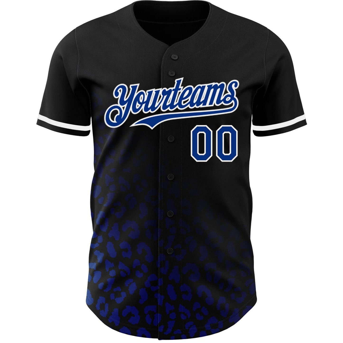 Custom Black Royal-White 3D Pattern Design Leopard Print Fade Fashion Authentic Baseball Jersey baseball jersey product view 2