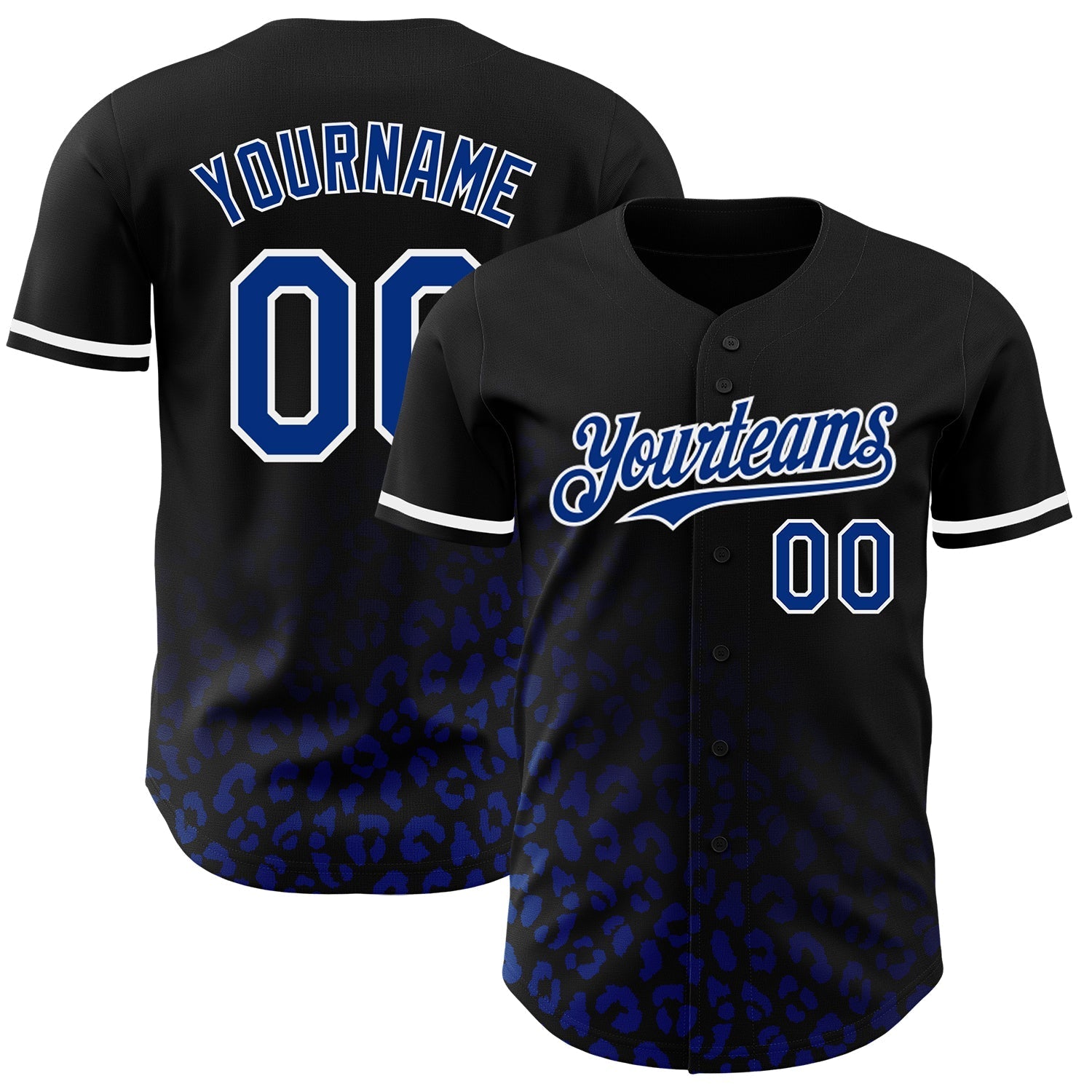 Custom Black Royal-White 3D Pattern Design Leopard Print Fade Fashion Authentic Baseball Jersey baseball jersey product view 1