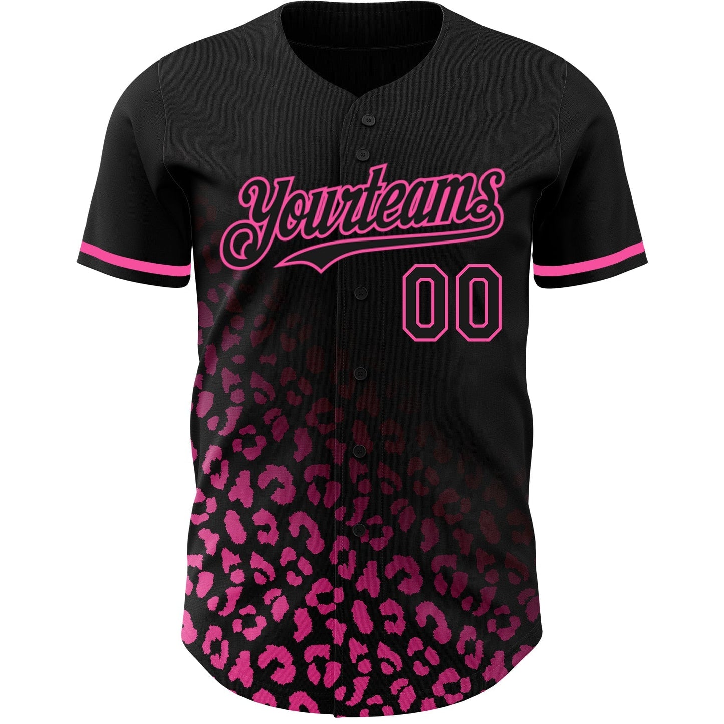 Custom Black Pink 3D Pattern Design Leopard Print Fade Fashion Authentic Baseball Jersey baseball jersey product view 2