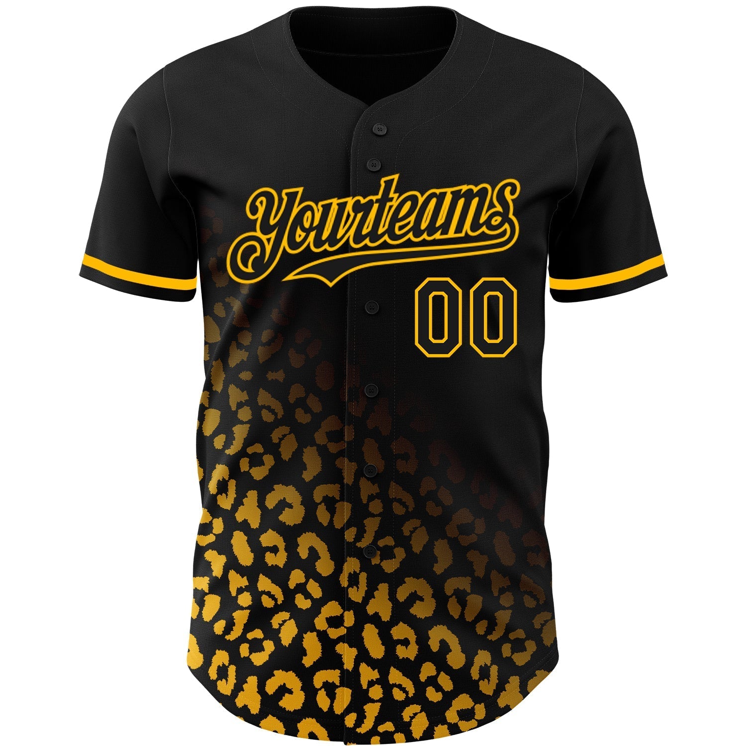 Custom Black Gold 3D Pattern Design Leopard Print Fade Fashion Authentic Baseball Jersey baseball jersey product view 2