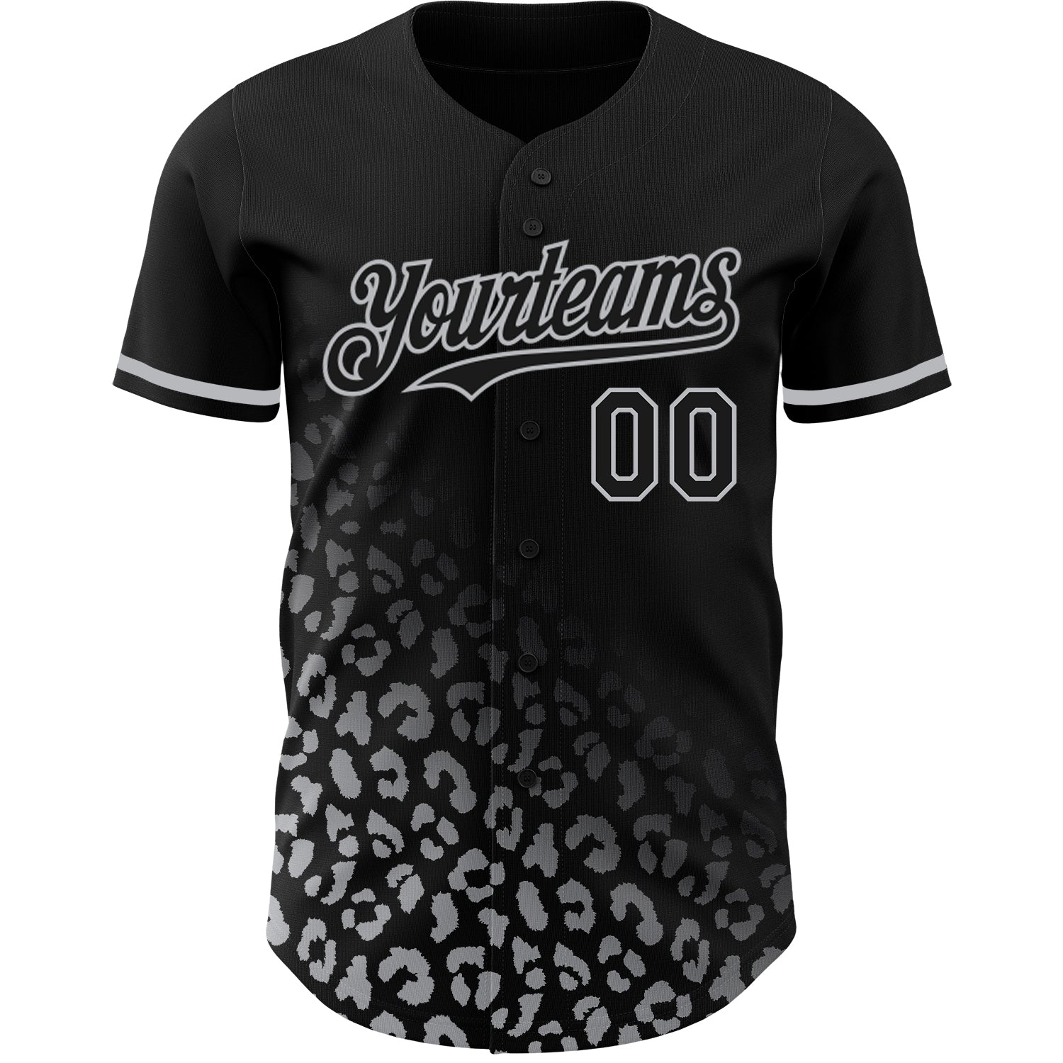 Custom Black Gray 3D Pattern Design Leopard Print Fade Fashion Authentic Baseball Jersey baseball jersey product view 2