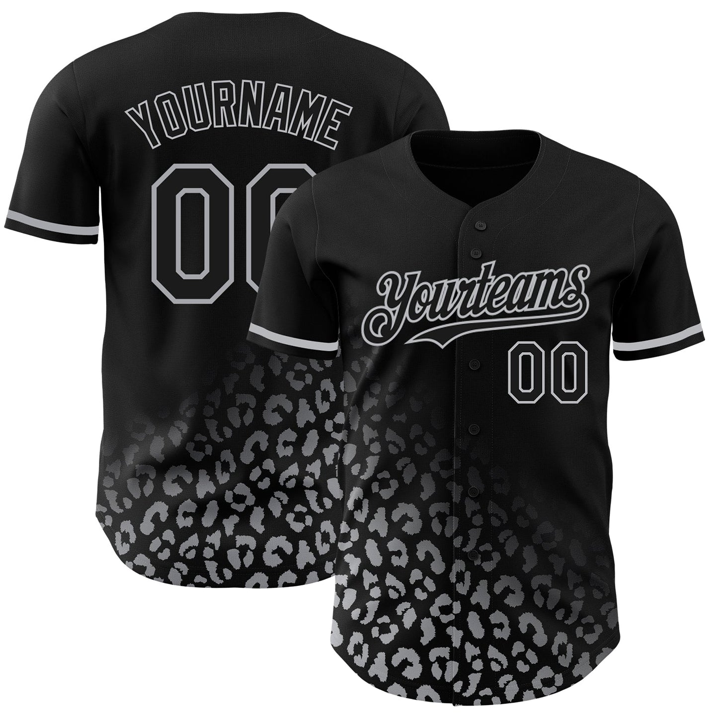 Custom Black Gray 3D Pattern Design Leopard Print Fade Fashion Authentic Baseball Jersey baseball jersey product view 1