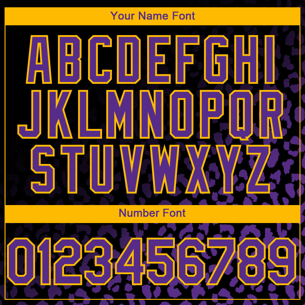 Custom Black Purple-Gold 3D Pattern Design Leopard Print Fade Fashion Authentic Baseball Jersey baseball jersey product view 5