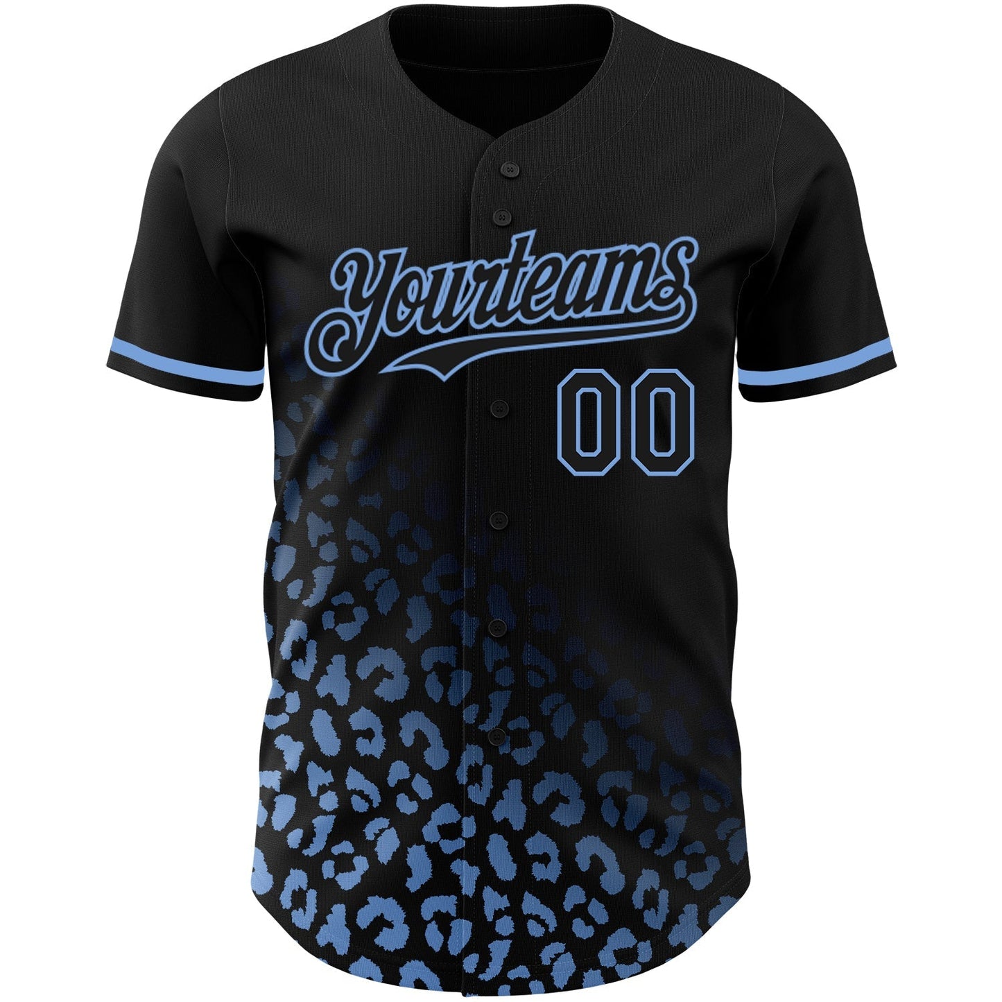 Custom Black Light Blue 3D Pattern Design Leopard Print Fade Fashion Authentic Baseball Jersey baseball jersey product view 2