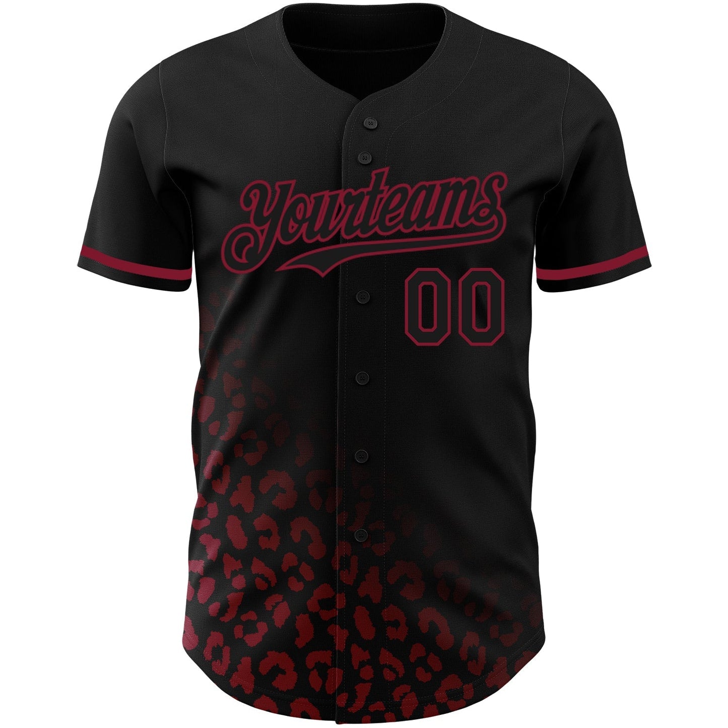 Custom Black Crimson 3D Pattern Design Leopard Print Fade Fashion Authentic Baseball Jersey baseball jersey product view 2