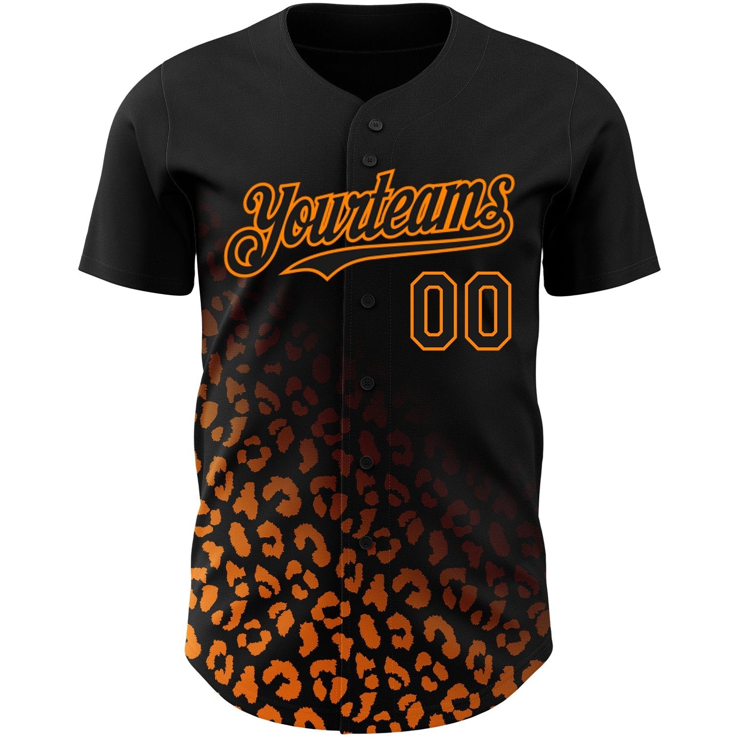 Custom Black Bay Orange 3D Pattern Design Leopard Print Fade Fashion Authentic Baseball Jersey baseball jersey product view 2