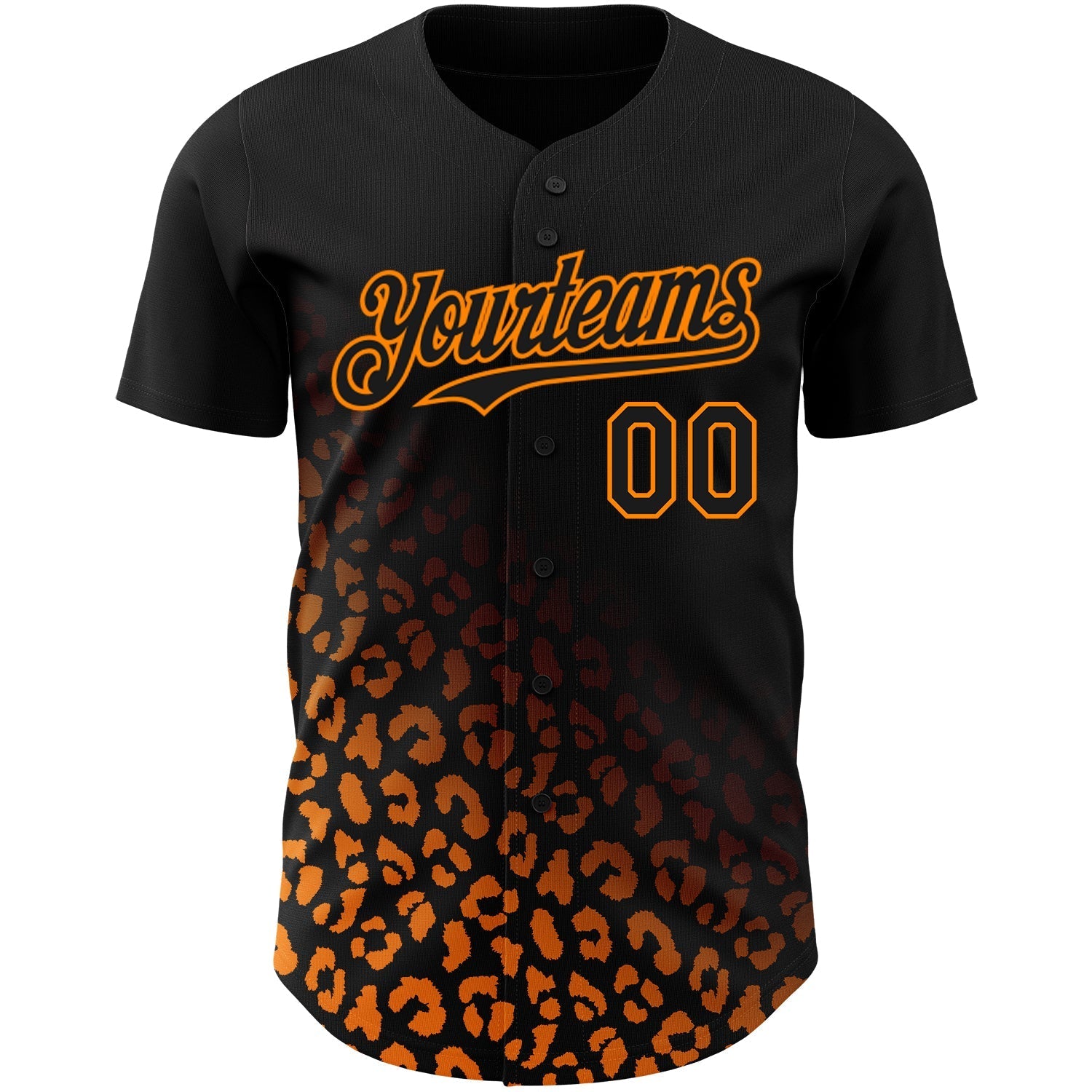 Custom Black Bay Orange 3D Pattern Design Leopard Print Fade Fashion Authentic Baseball Jersey baseball jersey product view 2