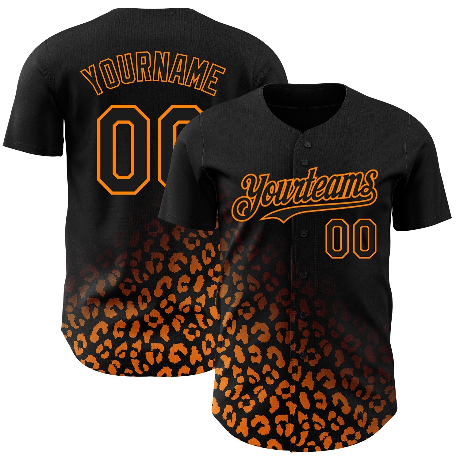 Custom Black Bay Orange 3D Pattern Design Leopard Print Fade Fashion Authentic Baseball Jersey baseball jersey product view 1