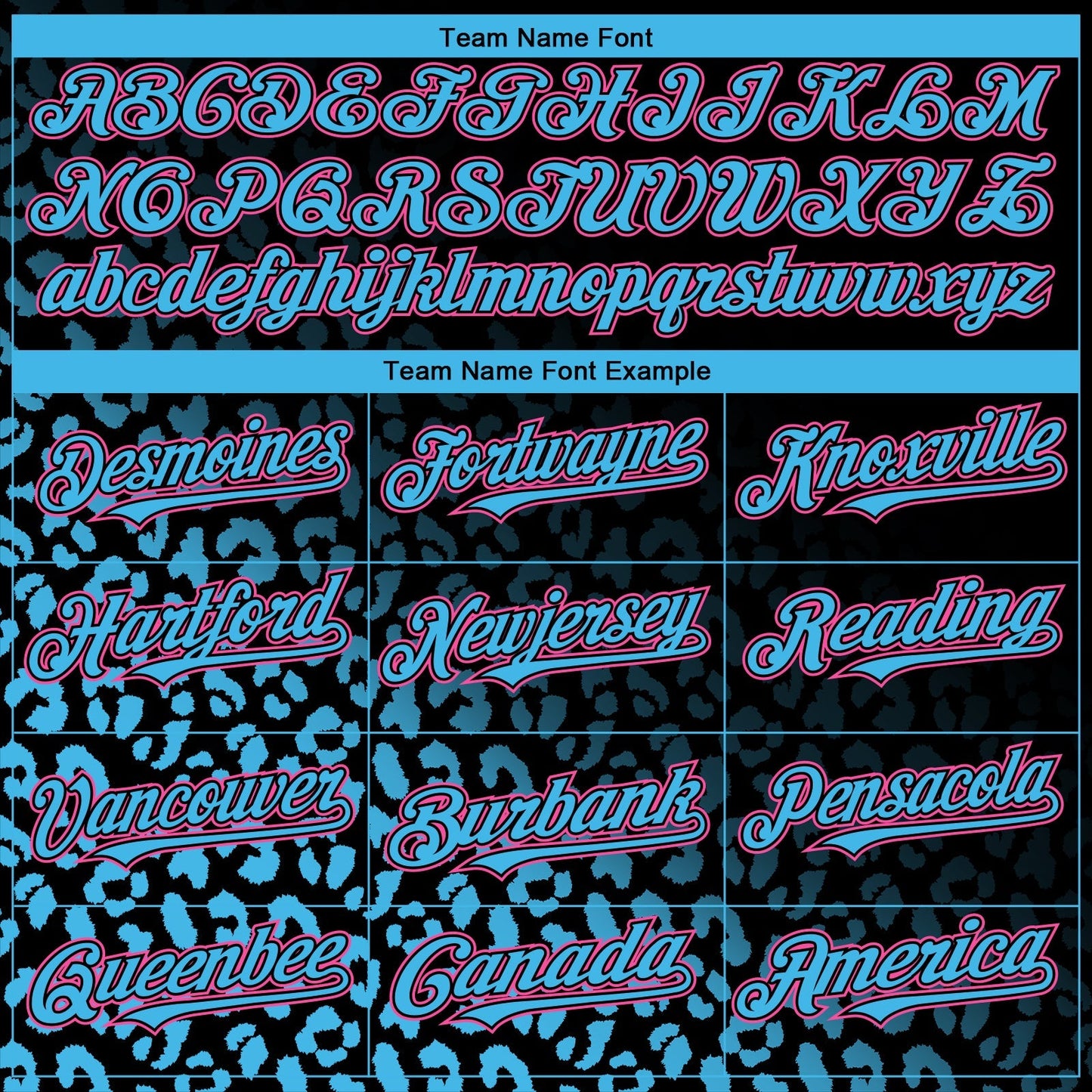 Custom Black Pink-Sky Blue 3D Pattern Design Leopard Print Fade Fashion Authentic Baseball Jersey baseball jersey product view 4