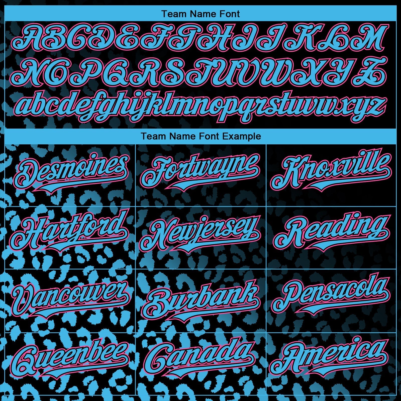 Custom Black Pink-Sky Blue 3D Pattern Design Leopard Print Fade Fashion Authentic Baseball Jersey baseball jersey product view 4