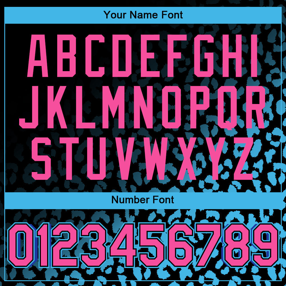 Custom Black Pink-Sky Blue 3D Pattern Design Leopard Print Fade Fashion Authentic Baseball Jersey baseball jersey product view 5