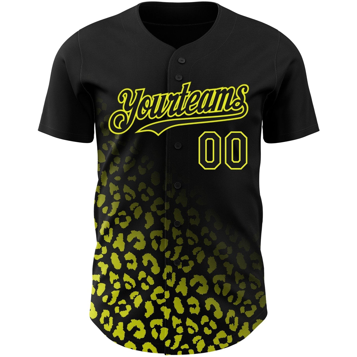 Custom Black Neon Yellow 3D Pattern Design Leopard Print Fade Fashion Authentic Baseball Jersey baseball jersey product view 2