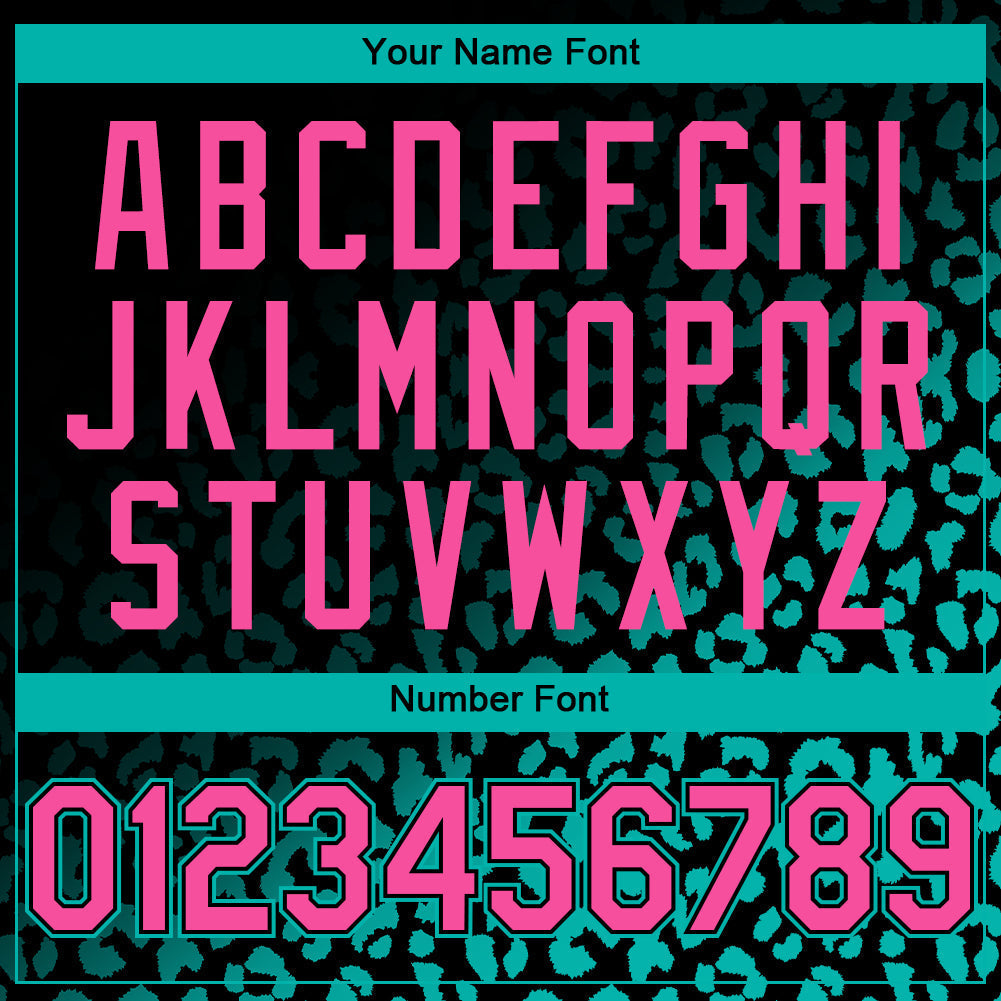 Custom Black Pink-Aqua 3D Pattern Design Leopard Print Fade Fashion Authentic Baseball Jersey baseball jersey product view 5