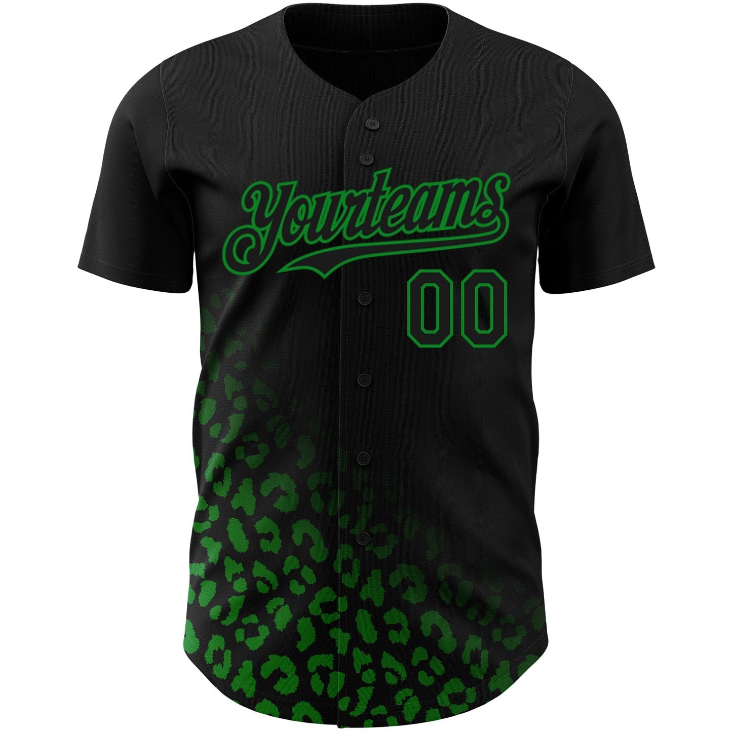 Custom Black Grass Green 3D Pattern Design Leopard Print Fade Fashion Authentic Baseball Jersey baseball jersey product view 2