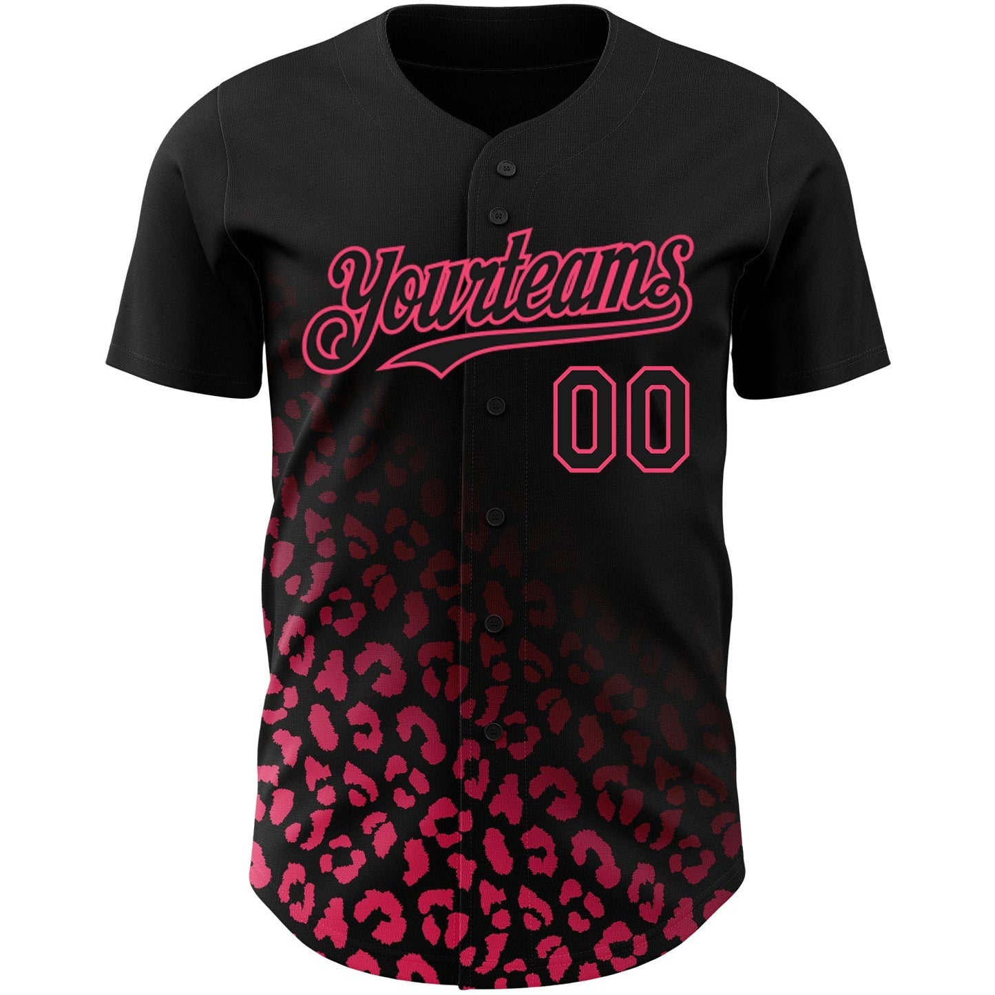 Custom Black Neon Pink 3D Pattern Design Leopard Print Fade Fashion Authentic Baseball Jersey baseball jersey product view 2