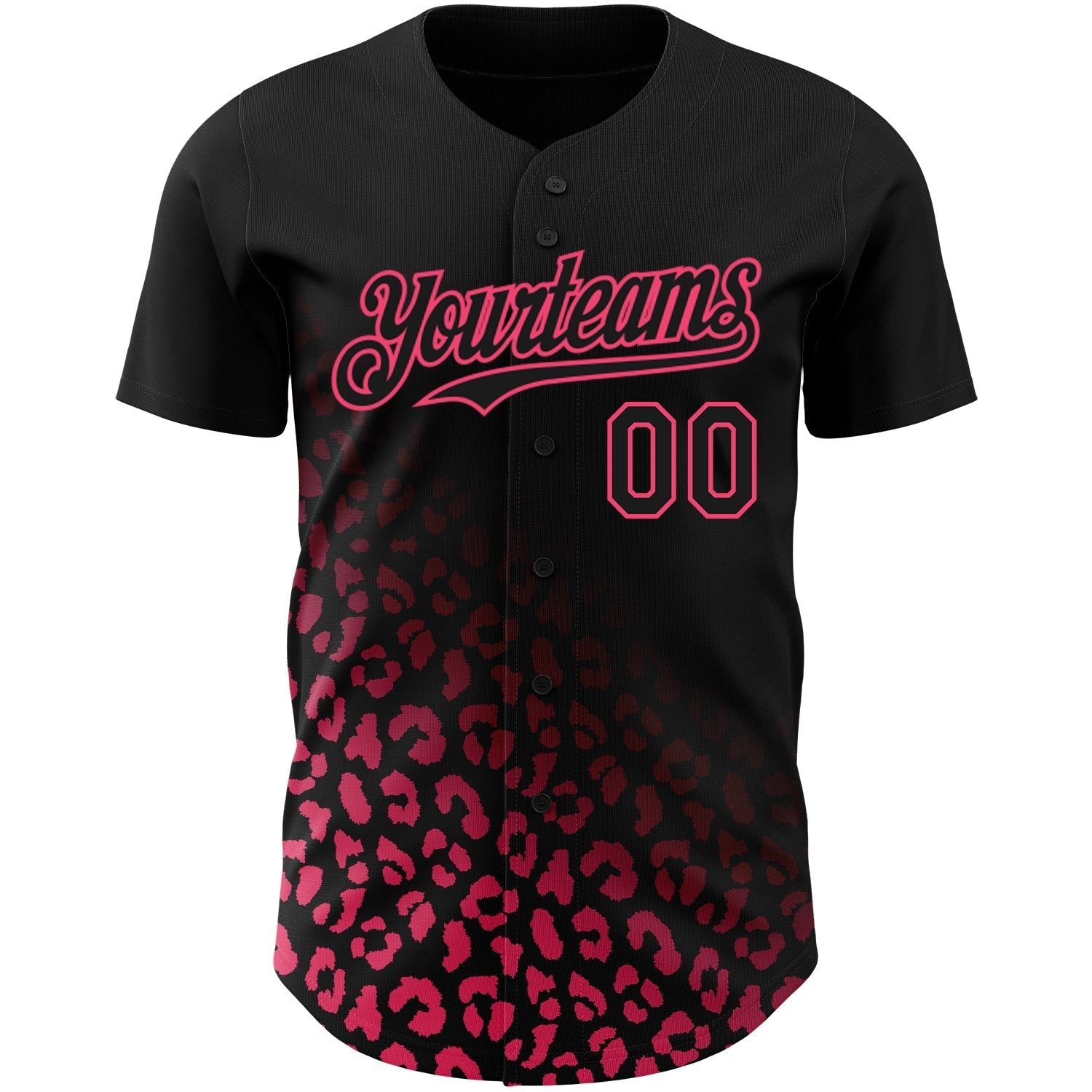 Custom Black Neon Pink 3D Pattern Design Leopard Print Fade Fashion Authentic Baseball Jersey baseball jersey product view 2