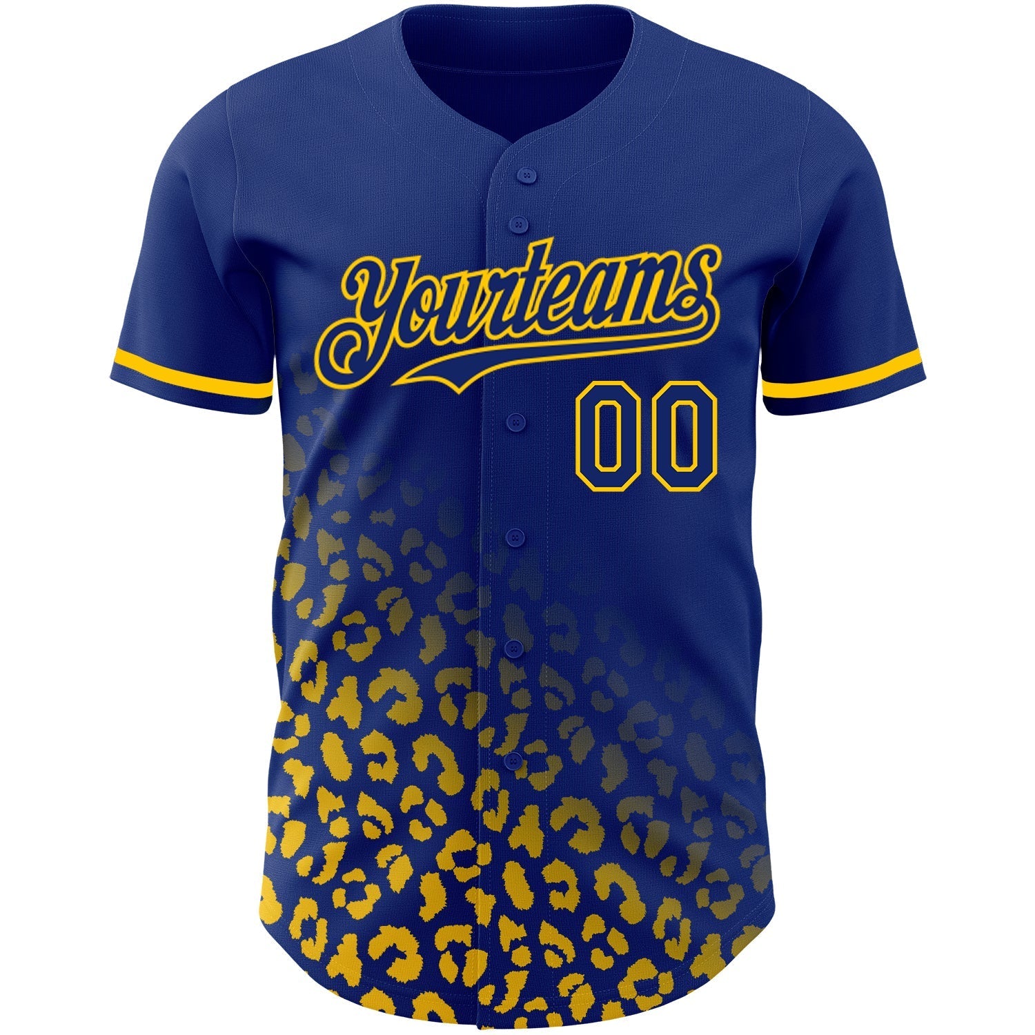 Custom Royal Yellow 3D Pattern Design Leopard Print Fade Fashion Authentic Baseball Jersey baseball jersey product view 2