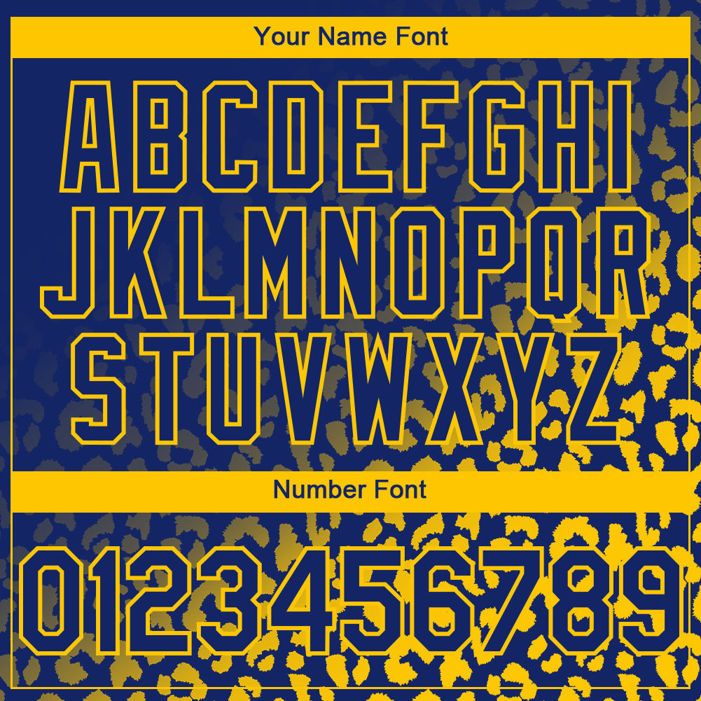 Custom Royal Yellow 3D Pattern Design Leopard Print Fade Fashion Authentic Baseball Jersey baseball jersey product view 5