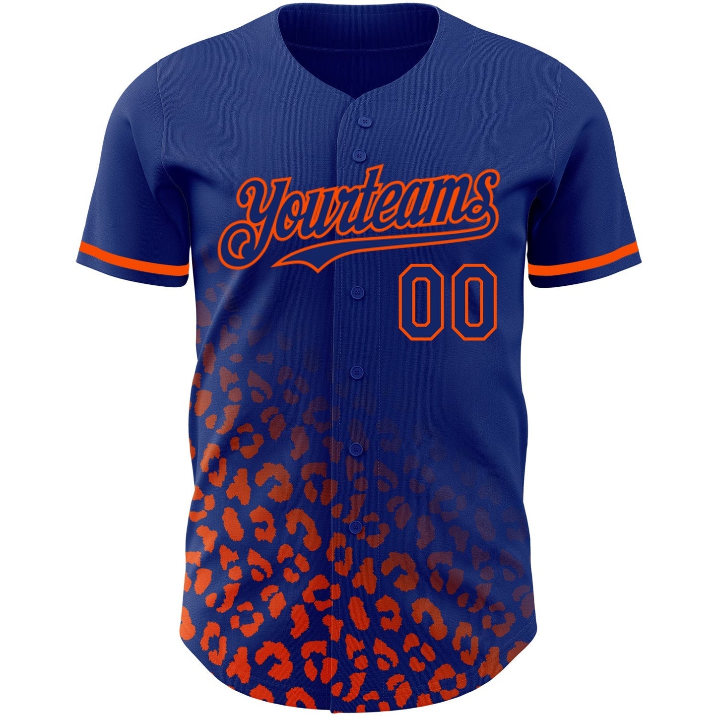 Custom Royal Orange 3D Pattern Design Leopard Print Fade Fashion Authentic Baseball Jersey baseball jersey product view 2