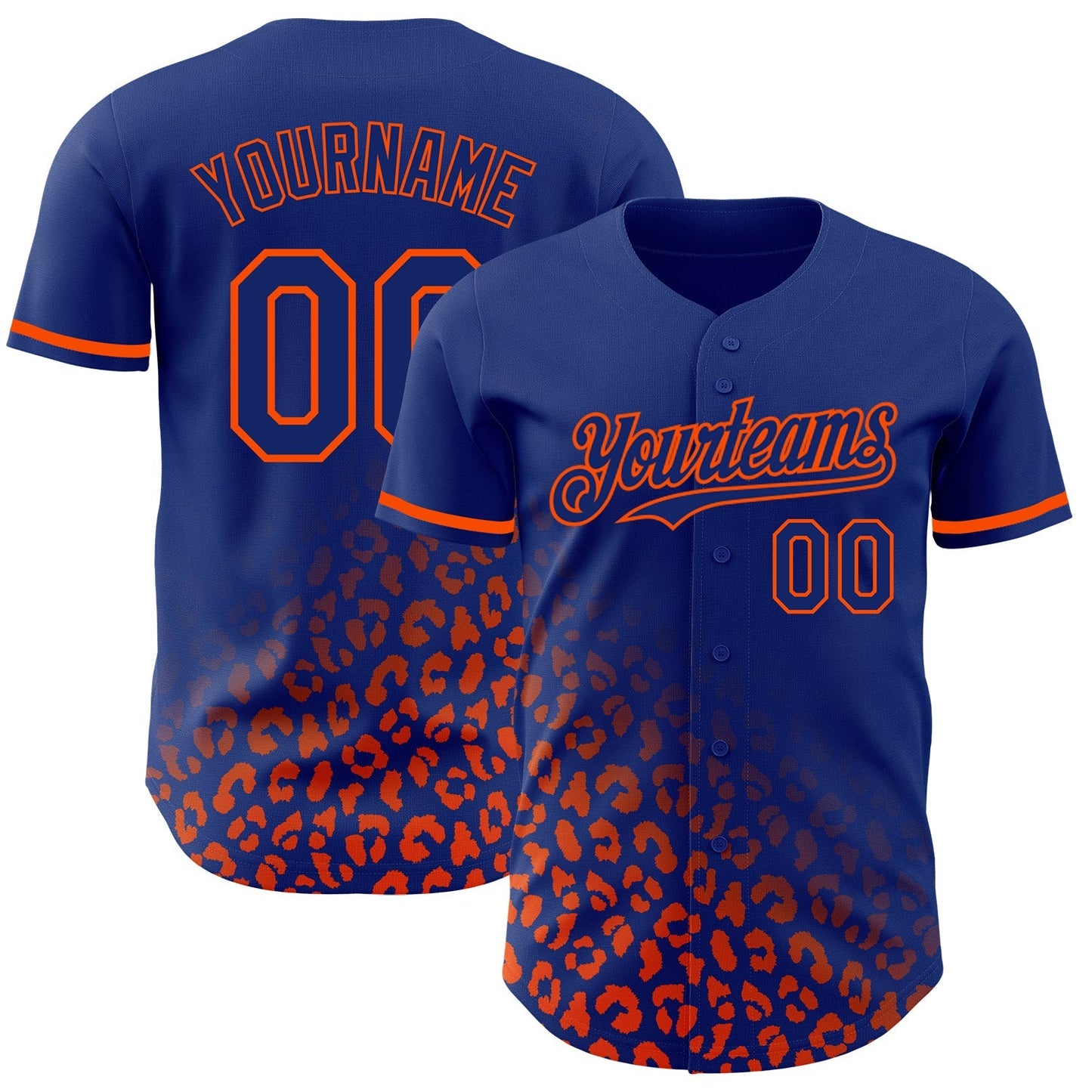 Custom Royal Orange 3D Pattern Design Leopard Print Fade Fashion Authentic Baseball Jersey baseball jersey product view 1