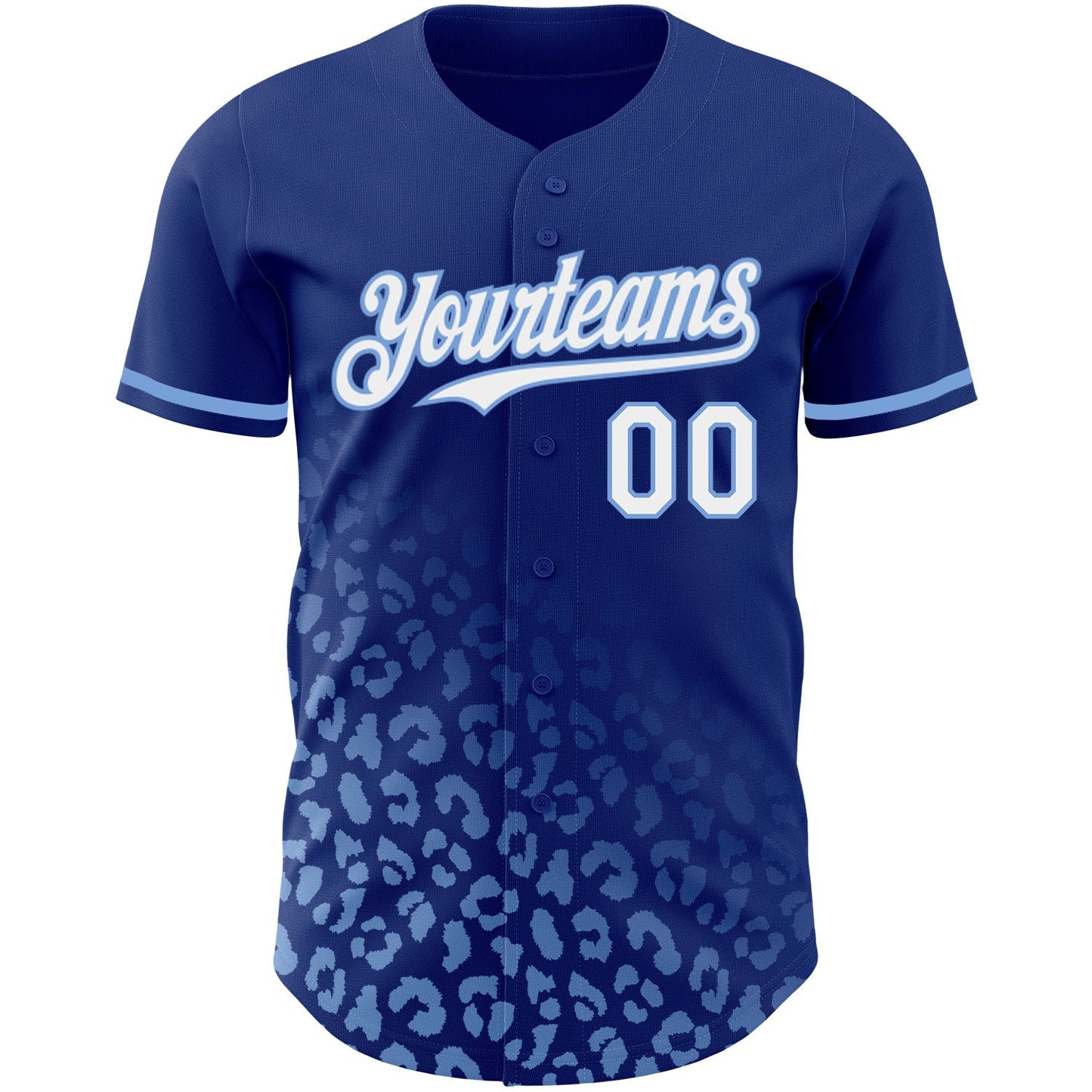 Custom Royal White-Light Blue 3D Pattern Design Leopard Print Fade Fashion Authentic Baseball Jersey baseball jersey product view 2