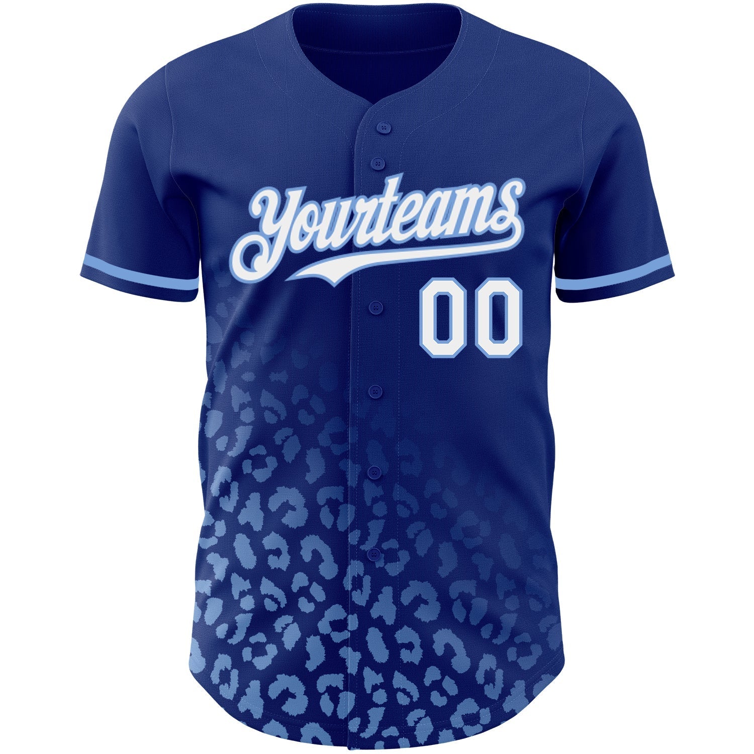 Custom Royal White-Light Blue 3D Pattern Design Leopard Print Fade Fashion Authentic Baseball Jersey baseball jersey product view 2