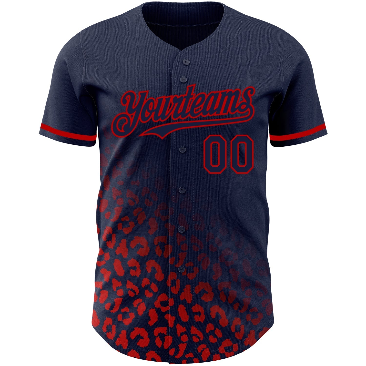 Custom Navy Red 3D Pattern Design Leopard Print Fade Fashion Authentic Baseball Jersey baseball jersey product view 2