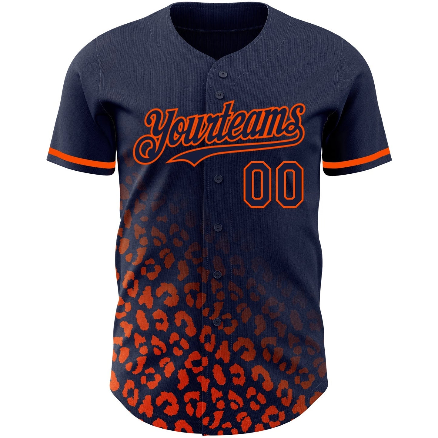 Custom Navy Orange 3D Pattern Design Leopard Print Fade Fashion Authentic Baseball Jersey baseball jersey product view 2