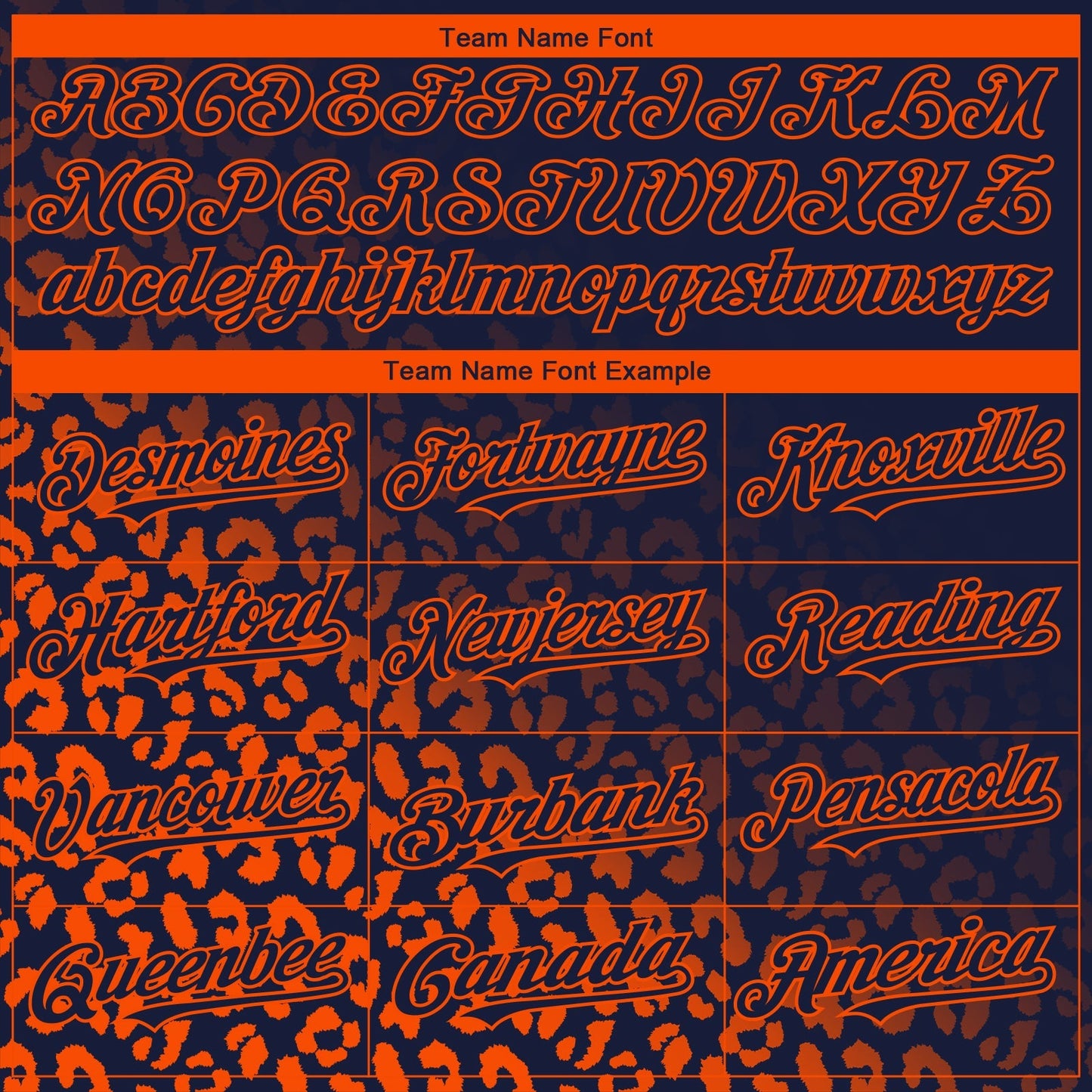 Custom Navy Orange 3D Pattern Design Leopard Print Fade Fashion Authentic Baseball Jersey baseball jersey product view 4