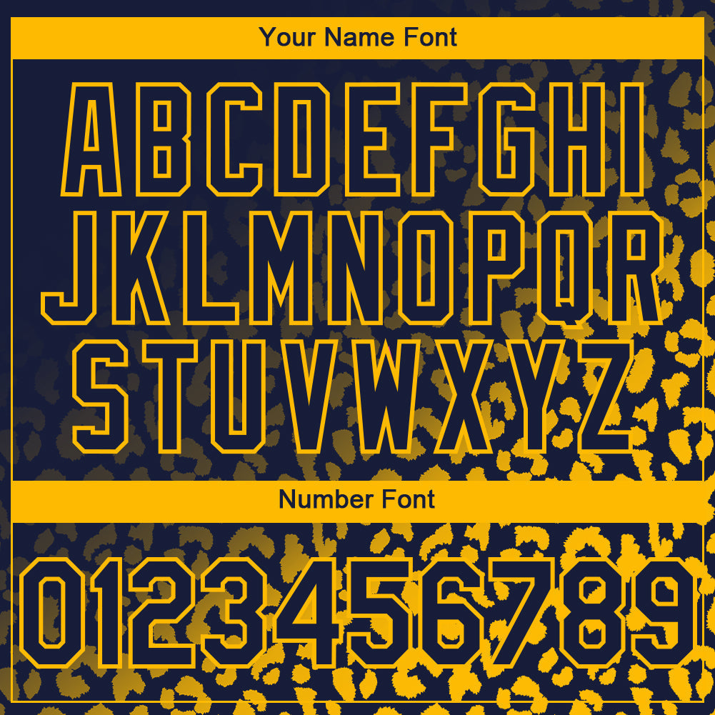 Custom Navy Gold 3D Pattern Design Leopard Print Fade Fashion Authentic Baseball Jersey baseball jersey product view 5