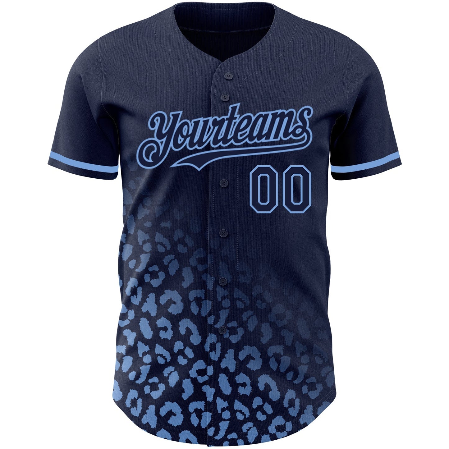 Custom Navy Light Blue 3D Pattern Design Leopard Print Fade Fashion Authentic Baseball Jersey baseball jersey product view 2