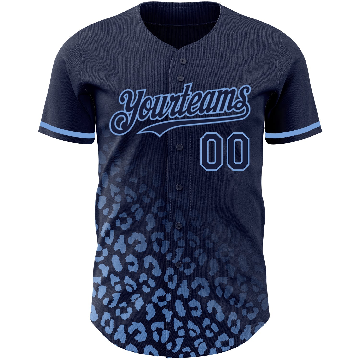 Custom Navy Light Blue 3D Pattern Design Leopard Print Fade Fashion Authentic Baseball Jersey baseball jersey product view 2