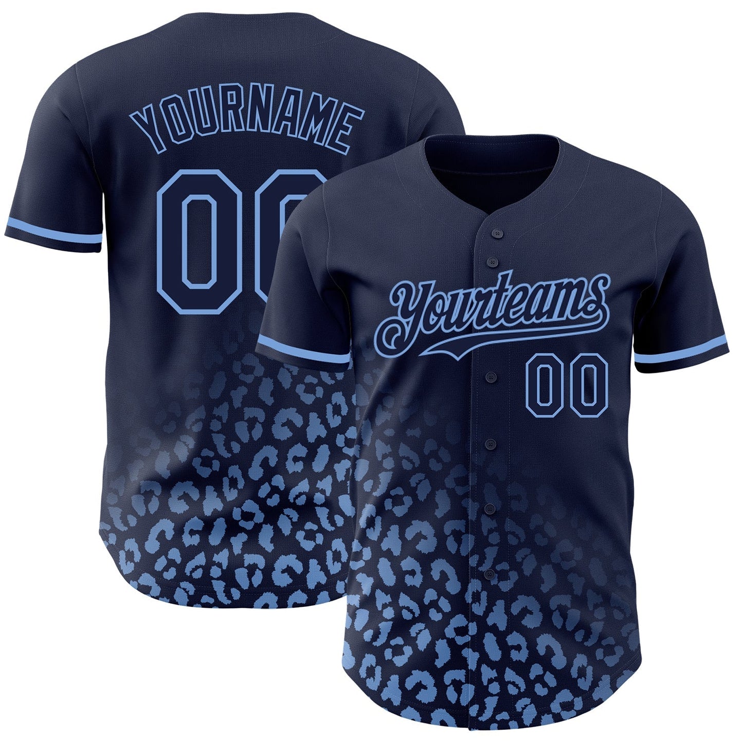 Custom Navy Light Blue 3D Pattern Design Leopard Print Fade Fashion Authentic Baseball Jersey baseball jersey product view 1