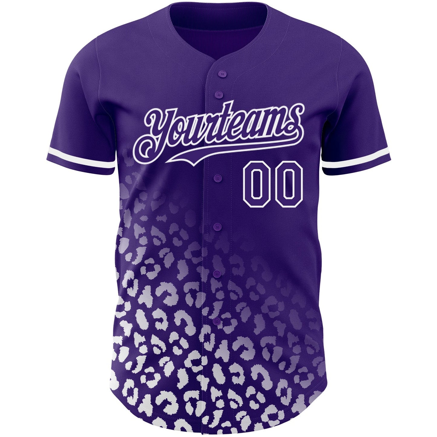 Custom Purple White 3D Pattern Design Leopard Print Fade Fashion Authentic Baseball Jersey baseball jersey product view 2
