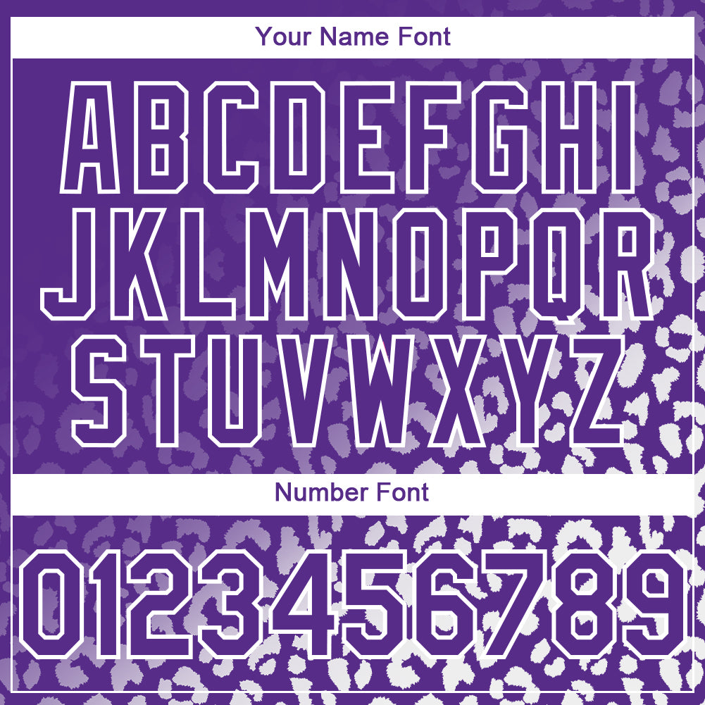 Custom Purple White 3D Pattern Design Leopard Print Fade Fashion Authentic Baseball Jersey baseball jersey product view 5