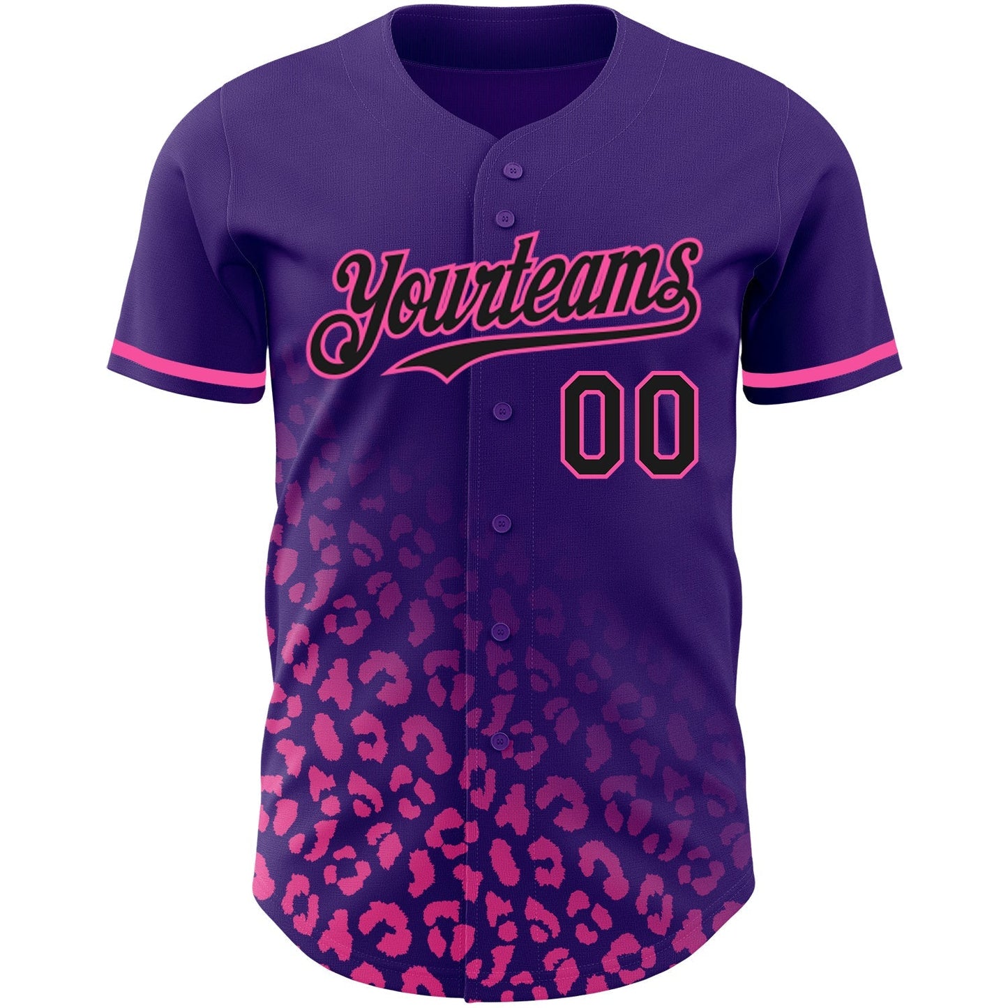 Custom Purple Black-Pink 3D Pattern Design Leopard Print Fade Fashion Authentic Baseball Jersey baseball jersey product view 2