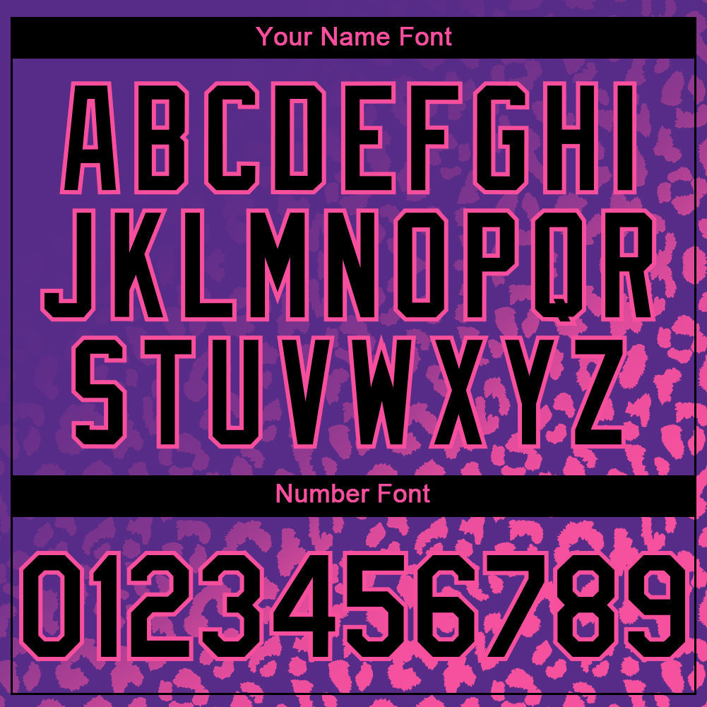 Custom Purple Black-Pink 3D Pattern Design Leopard Print Fade Fashion Authentic Baseball Jersey baseball jersey product view 5