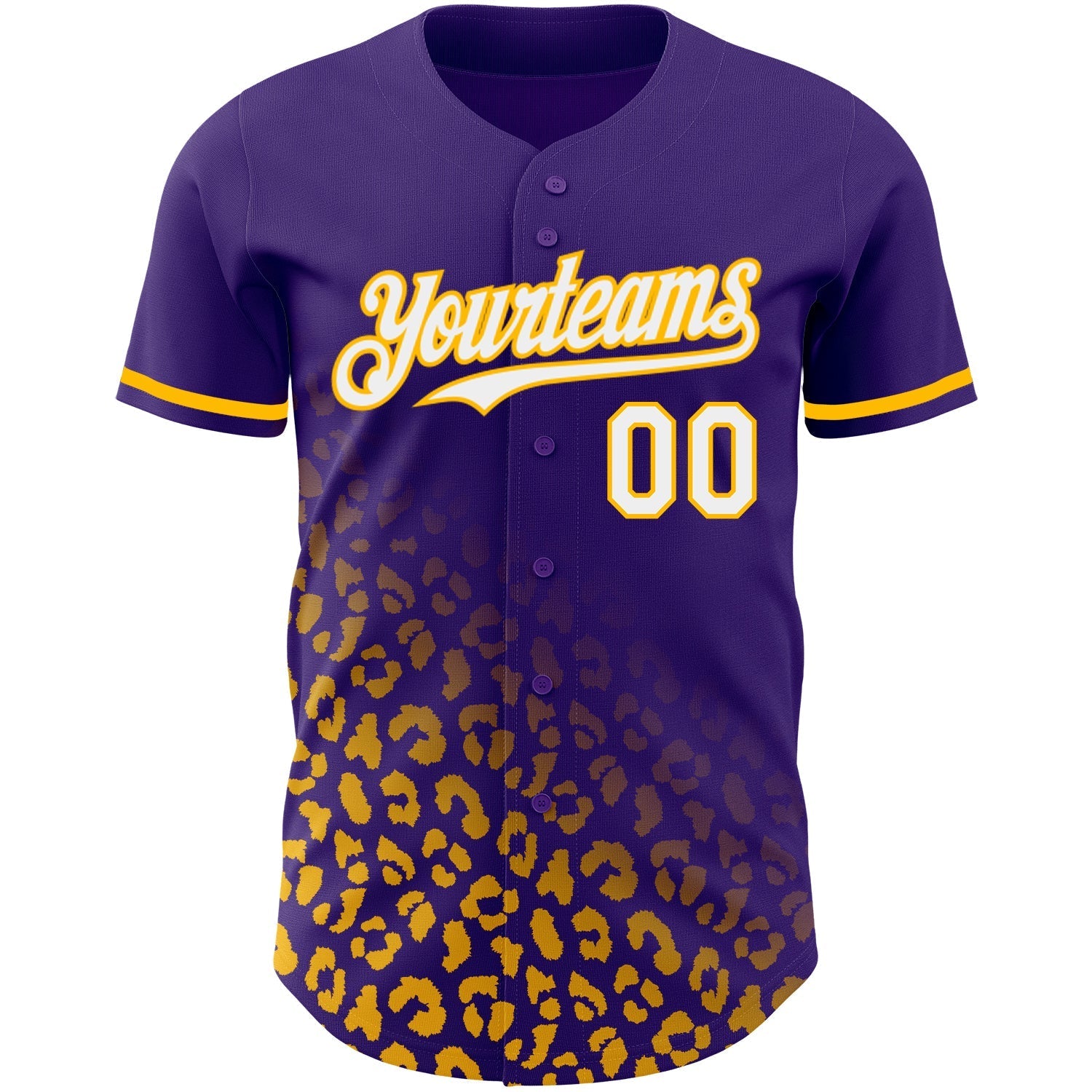 Custom Purple White-Gold 3D Pattern Design Leopard Print Fade Fashion Authentic Baseball Jersey baseball jersey product view 2