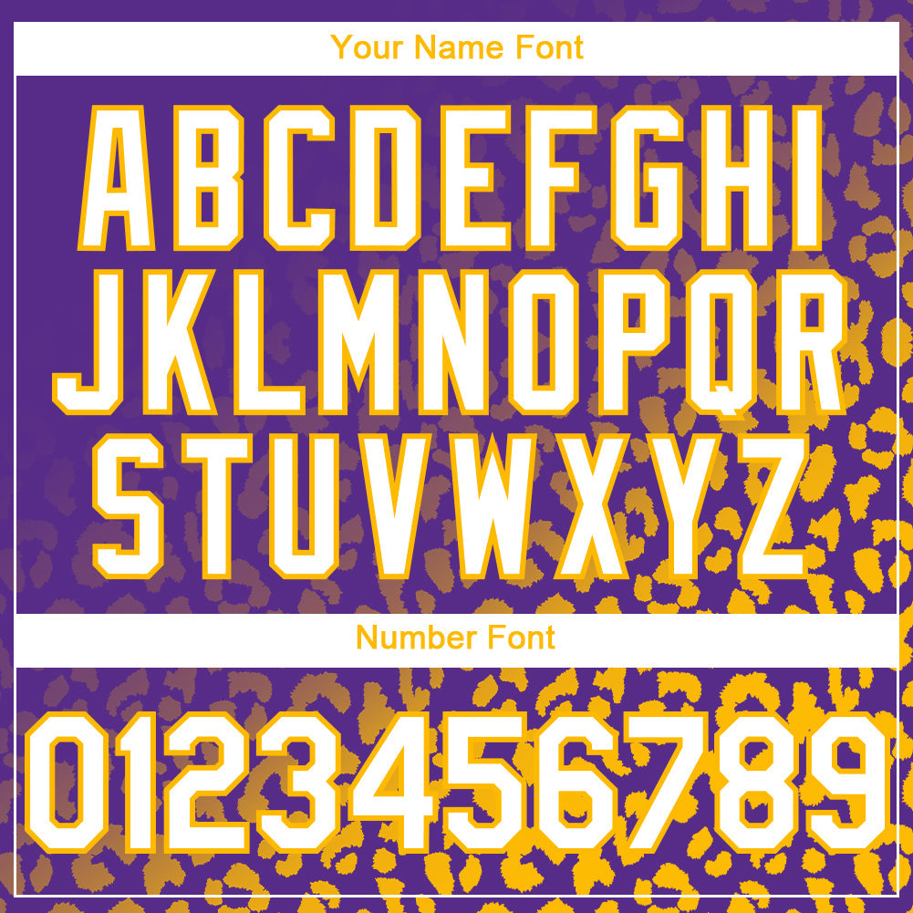 Custom Purple White-Gold 3D Pattern Design Leopard Print Fade Fashion Authentic Baseball Jersey baseball jersey product view 5