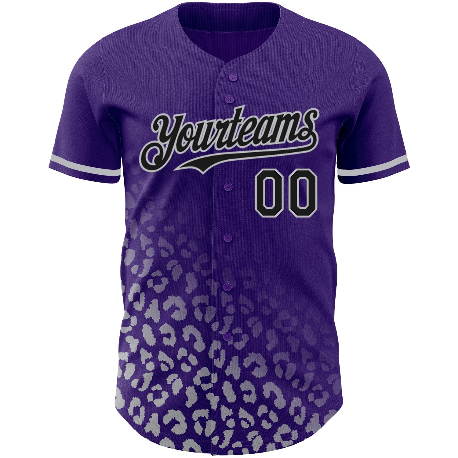 Custom Purple Black-Gray 3D Pattern Design Leopard Print Fade Fashion Authentic Baseball Jersey baseball jersey product view 2