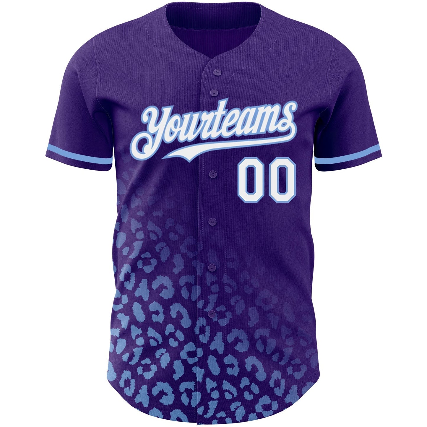 Custom Purple White-Light Blue 3D Pattern Design Leopard Print Fade Fashion Authentic Baseball Jersey baseball jersey product view 2