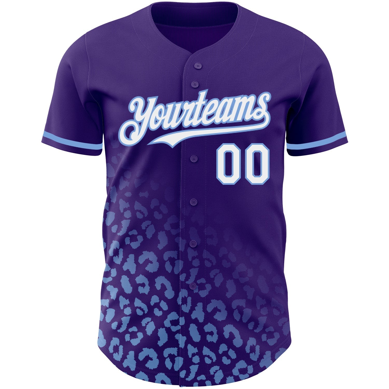 Custom Purple White-Light Blue 3D Pattern Design Leopard Print Fade Fashion Authentic Baseball Jersey baseball jersey product view 2