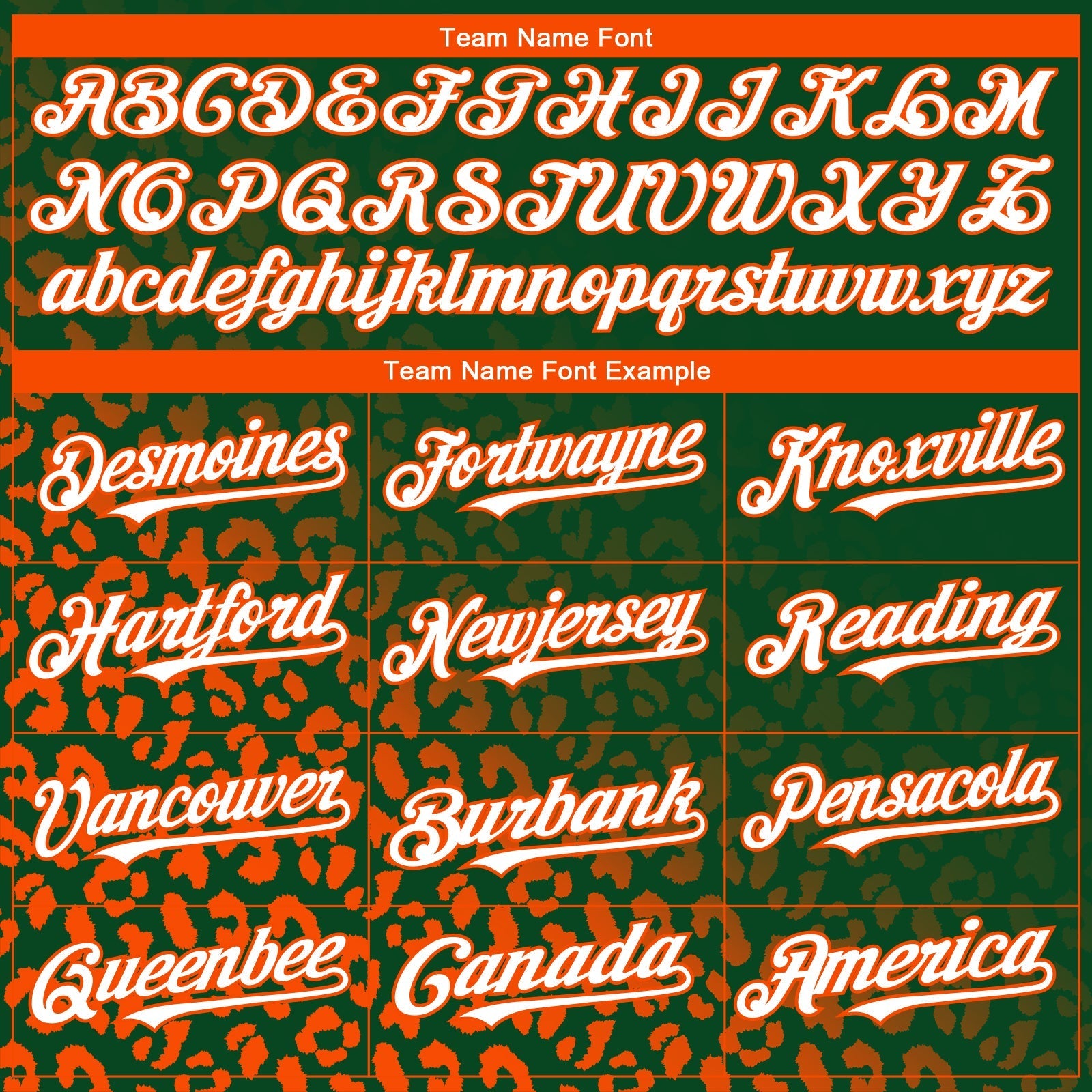 Custom Green White-Orange 3D Pattern Design Leopard Print Fade Fashion Authentic Baseball Jersey baseball jersey product view 4