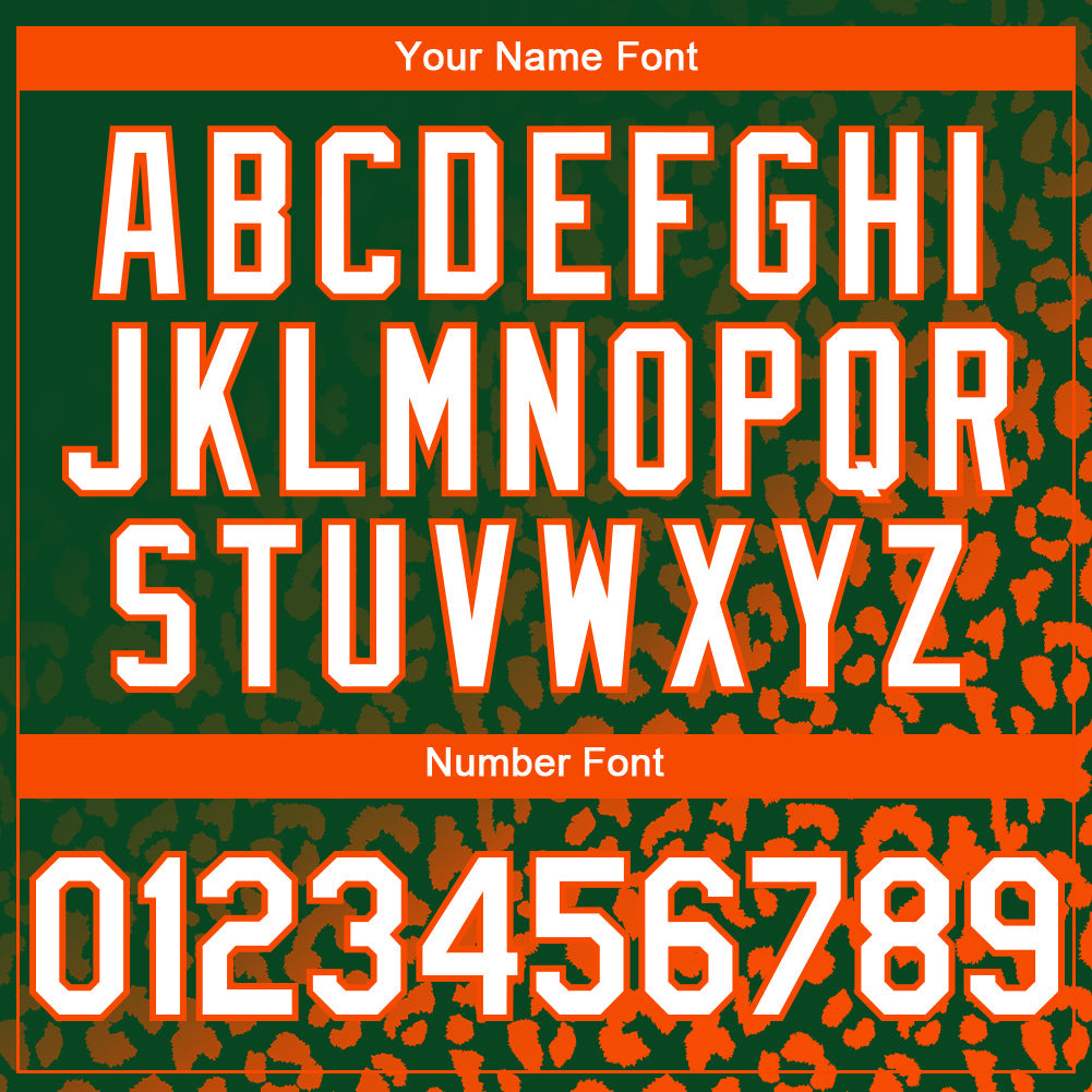 Custom Green White-Orange 3D Pattern Design Leopard Print Fade Fashion Authentic Baseball Jersey baseball jersey product view 5
