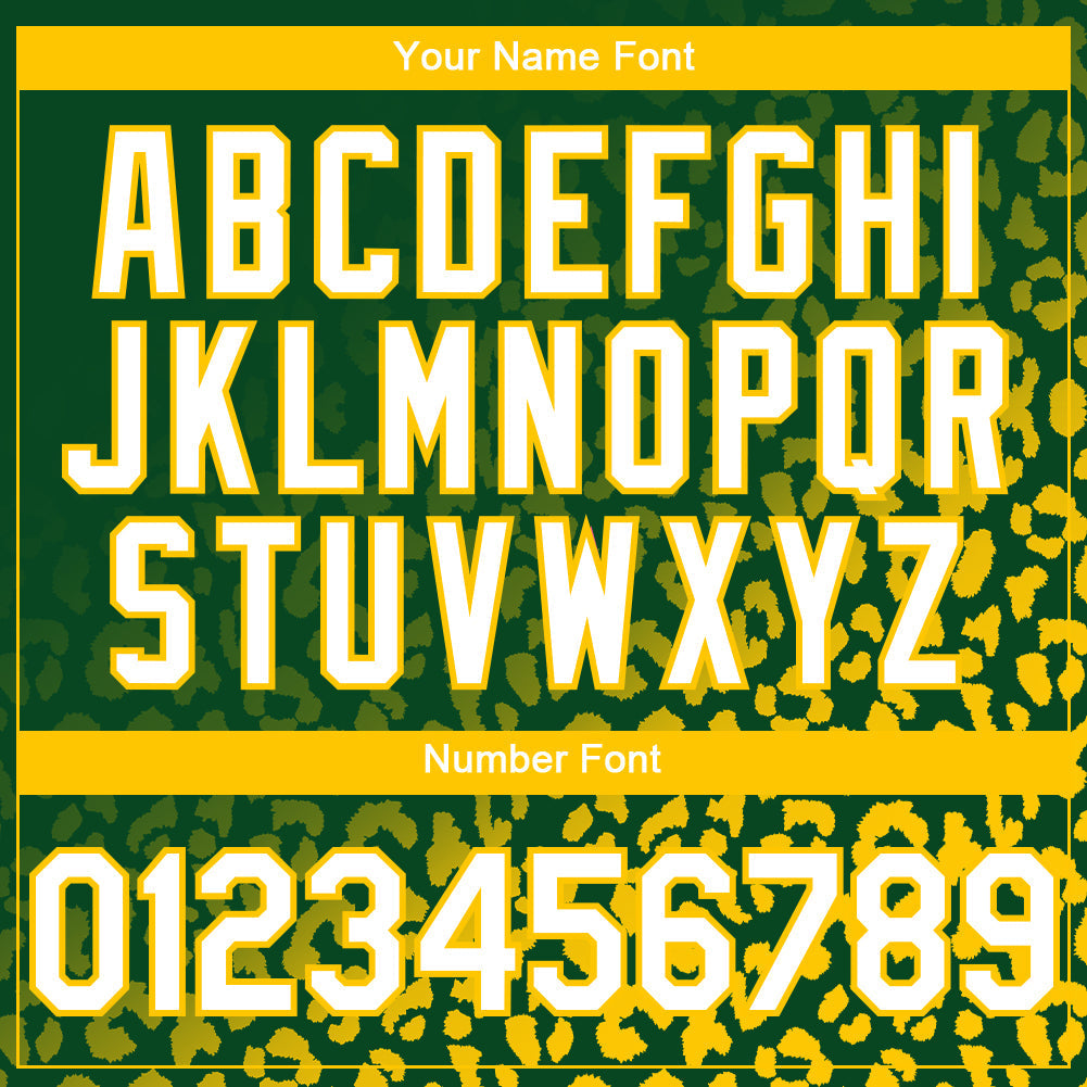 Custom Kelly Green White-Yellow 3D Pattern Design Leopard Print Fade Fashion Authentic Baseball Jersey baseball jersey product view 5