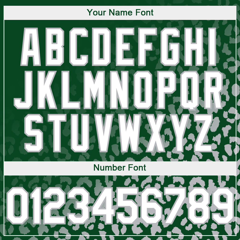 Custom Kelly Green White-Gray 3D Pattern Design Leopard Print Fade Fashion Authentic Baseball Jersey baseball jersey product view 5