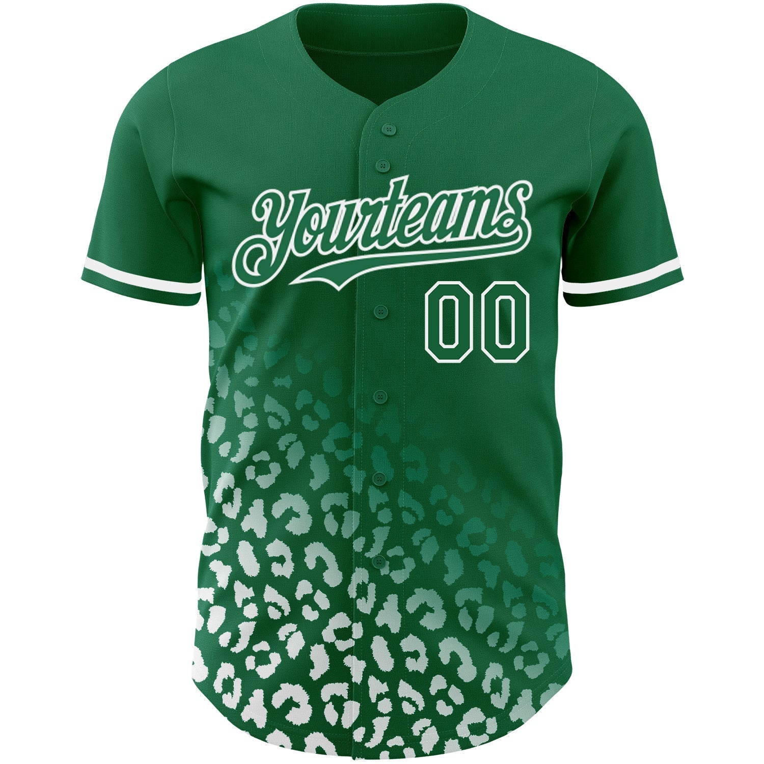 Custom Kelly Green White 3D Pattern Design Leopard Print Fade Fashion Authentic Baseball Jersey baseball jersey product view 2